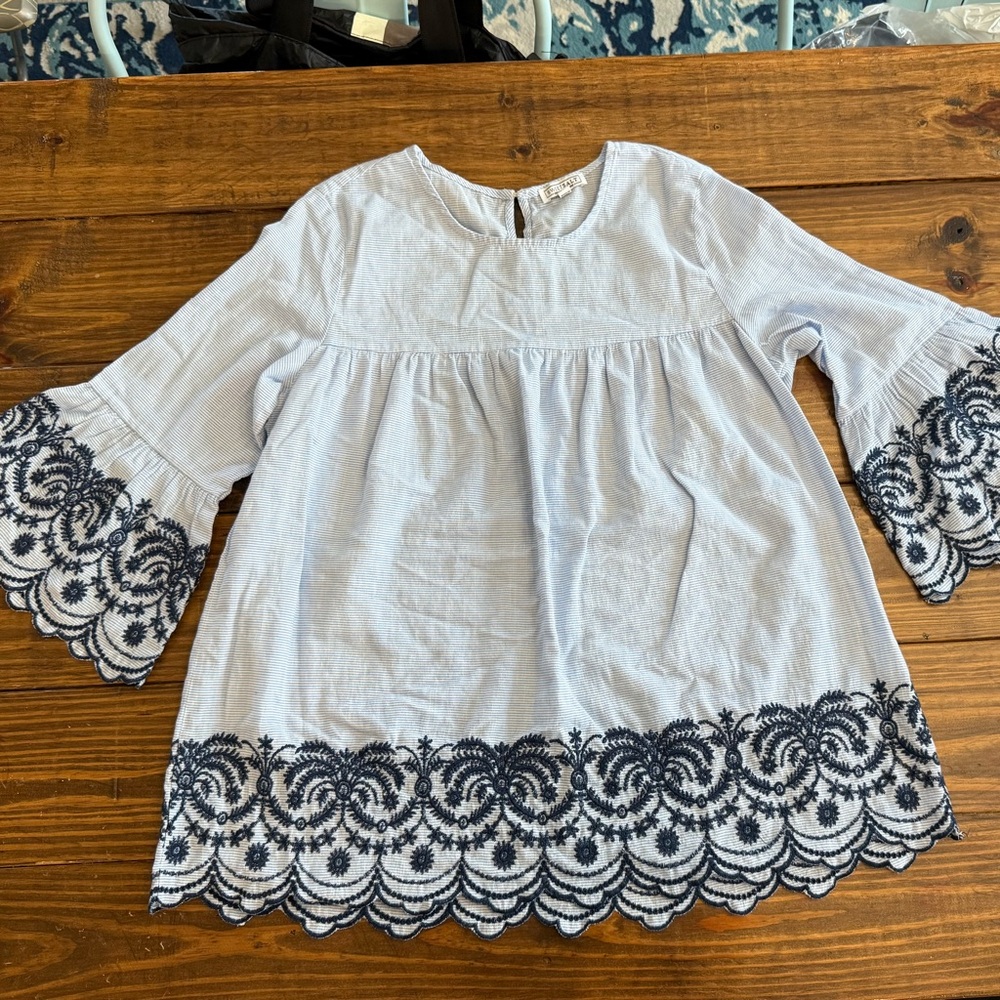 Sweet Salt Pinstripe Embroidered Tunic